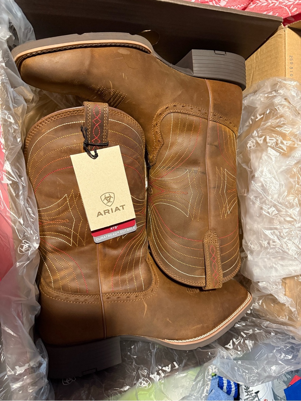 Ariat Men's Brown Western Pull-On Cowboy Boots with Embroidered Shaft